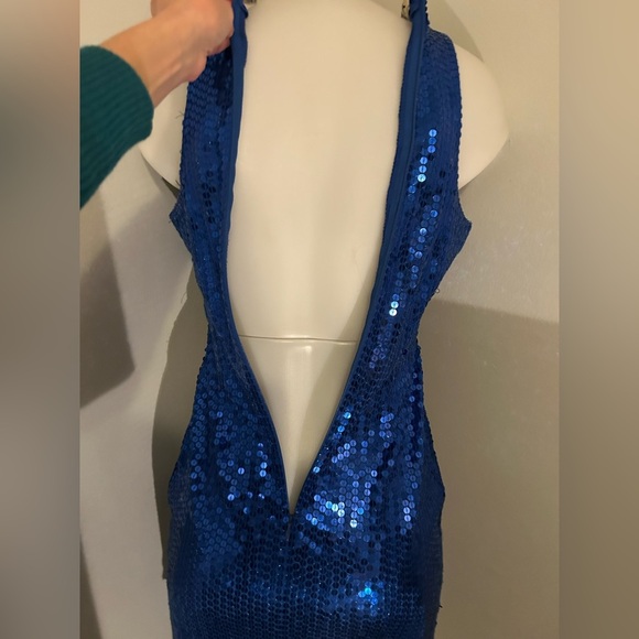 royal blue sequined sz 6 women’s short cocktail dress, party, gala - Picture 9 of 11